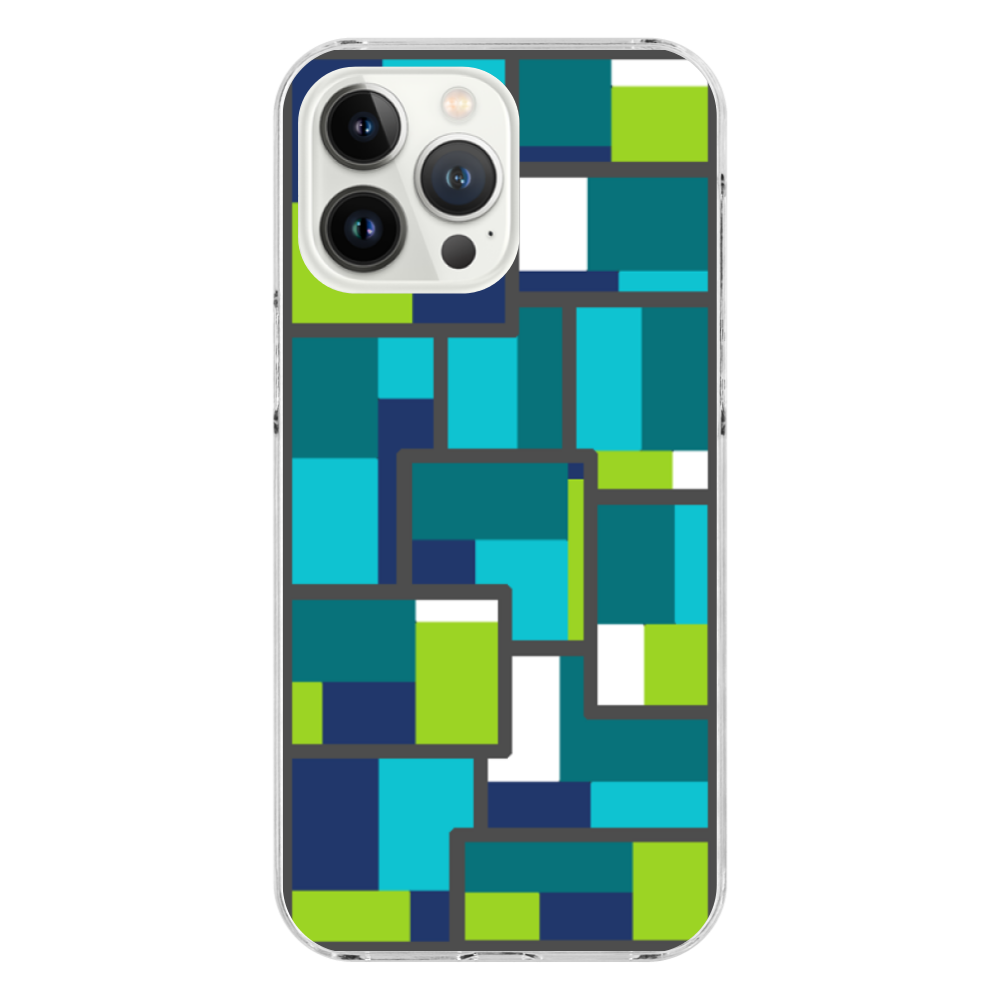 クールな色合いの幾何学模様のiPhoneケース(iPhone 14 Pro Max)