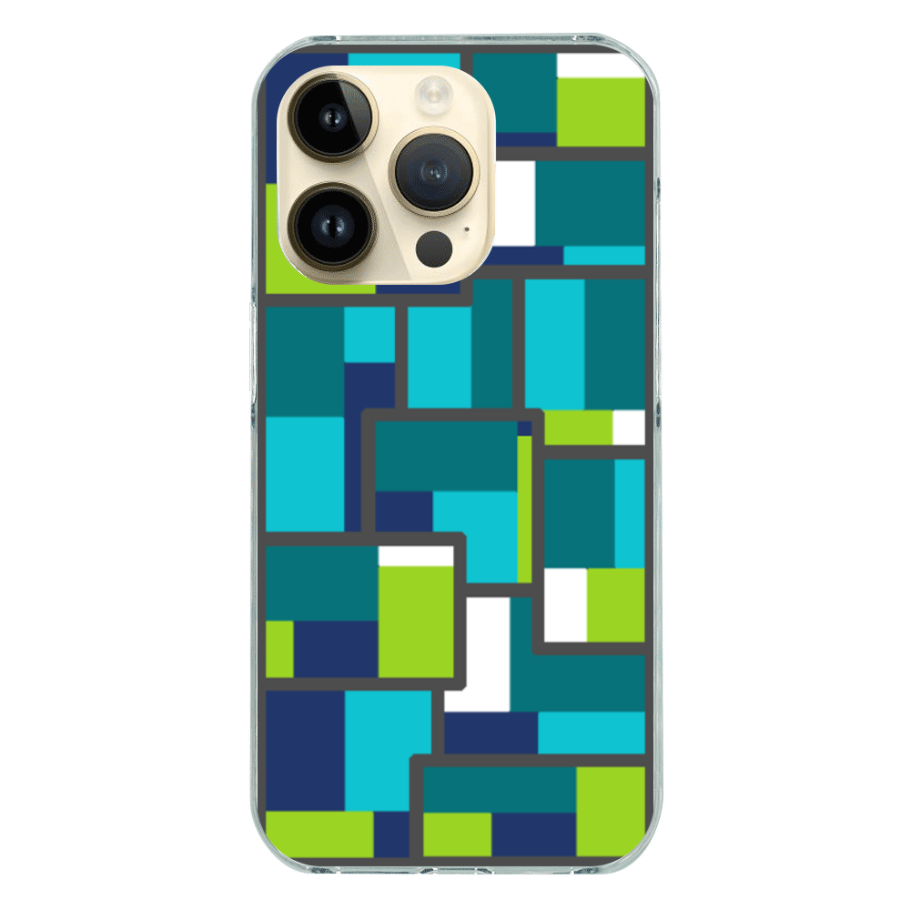 クールな色合いの幾何学模様のiPhoneケース(iPhone 14 Pro)