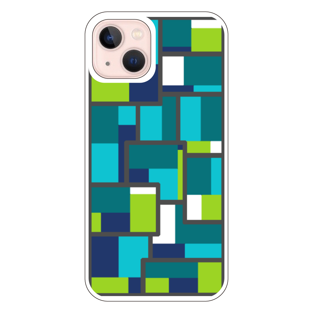 クールな色合いの幾何学模様のiPhoneケース(iPhone 13)