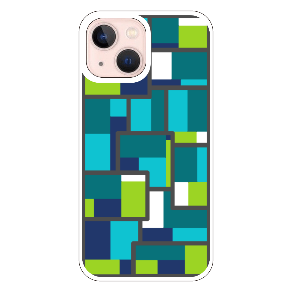 クールな色合いの幾何学模様のiPhoneケース(iPhone 13 mini)