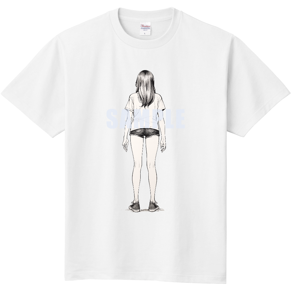 後ろ向きの女性のＴシャツ