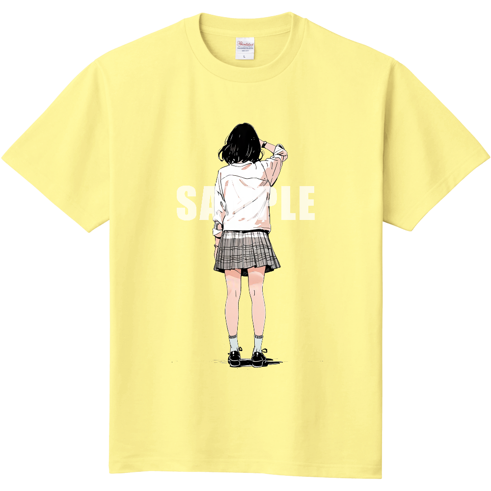後ろ向きの女性のＴシャツ