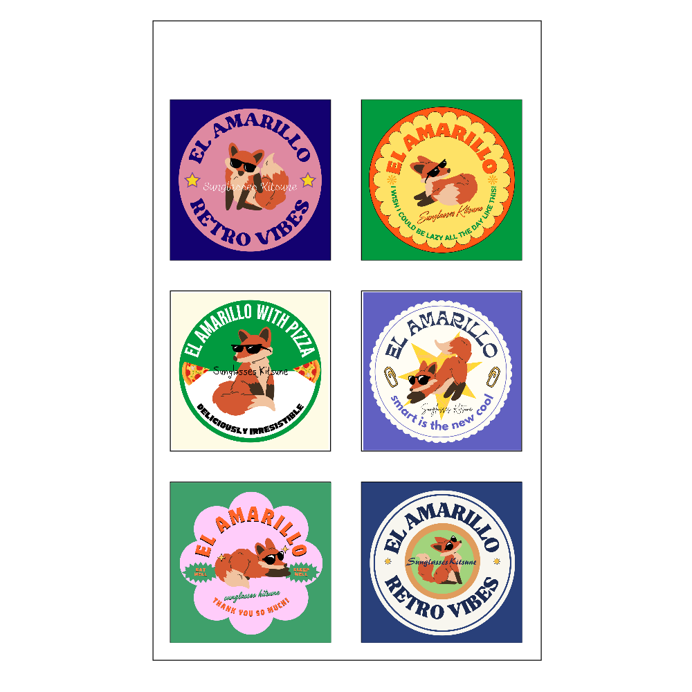 レトロサングラスキツネ/ステッカー