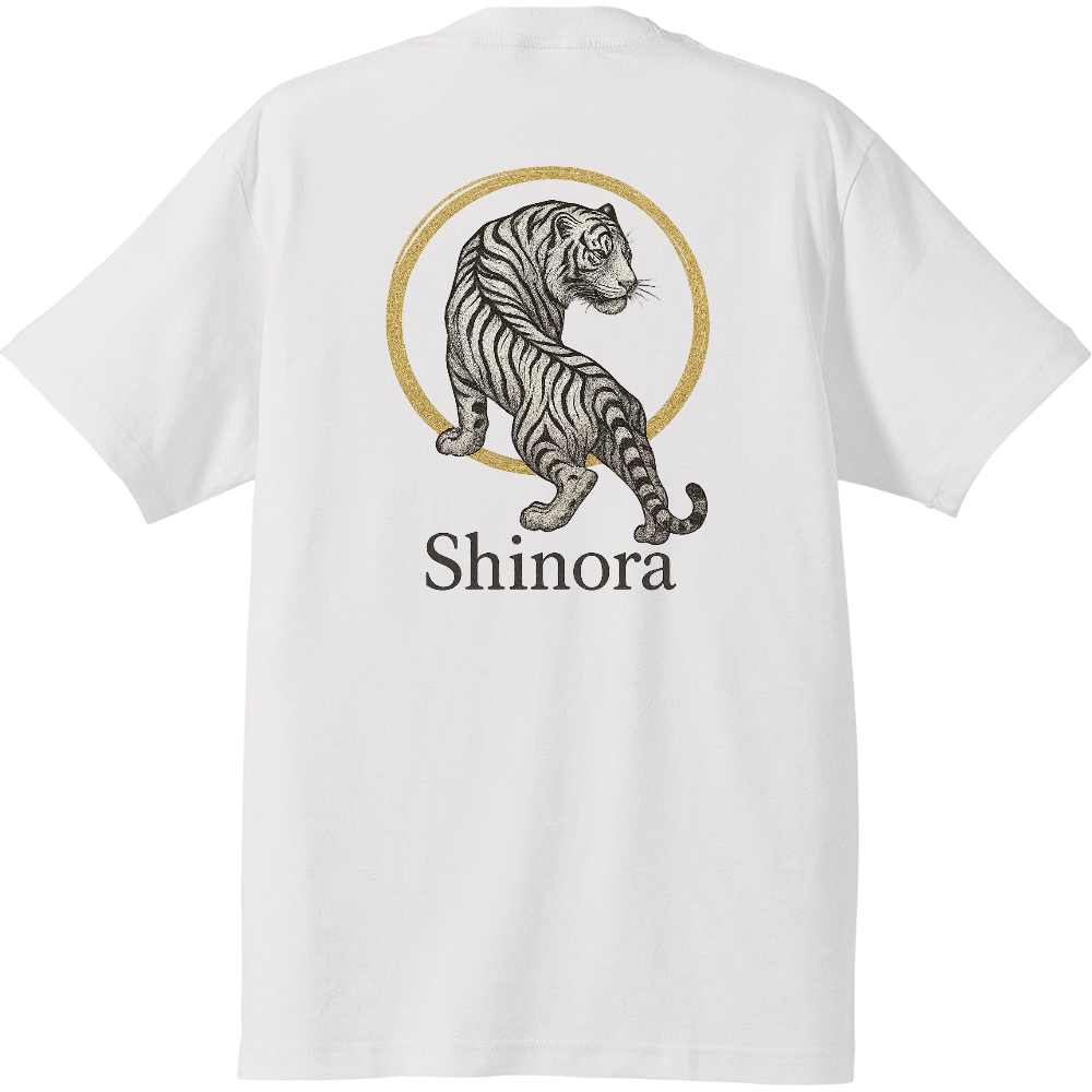 白虎と黄金環の護紋Tシャツ – White Tiger Golden Ring Emblem