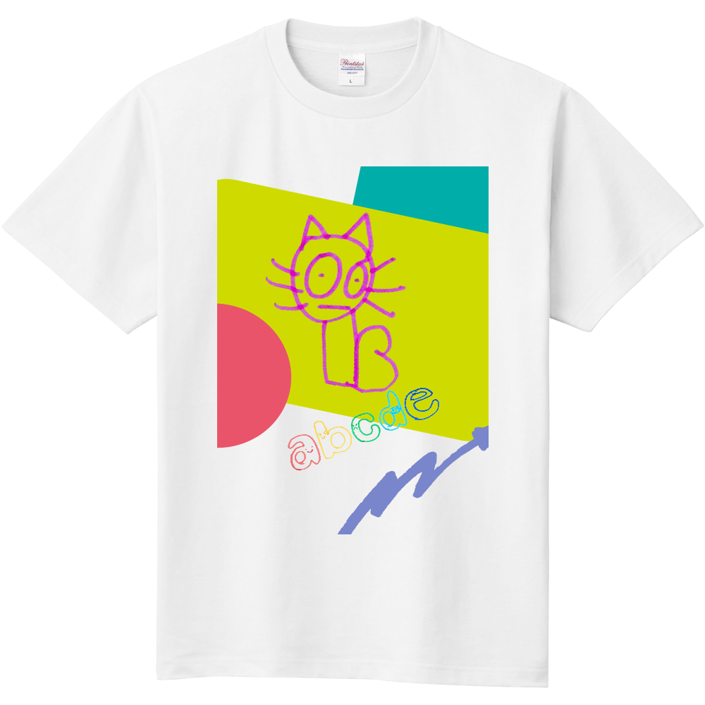 パニック顔ネコTシャツ　カラフル