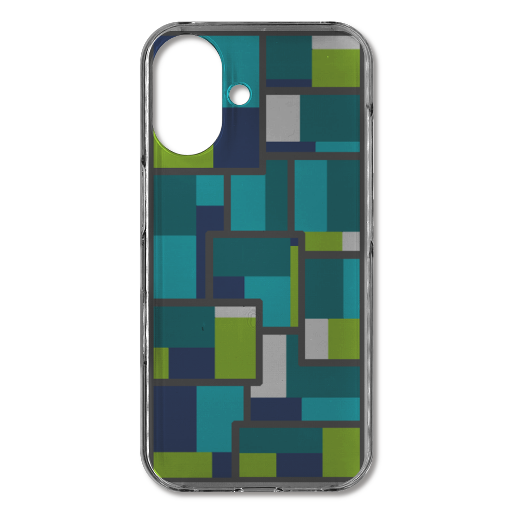 クールな色合いの幾何学模様のiPhoneケース(iPhone 16)