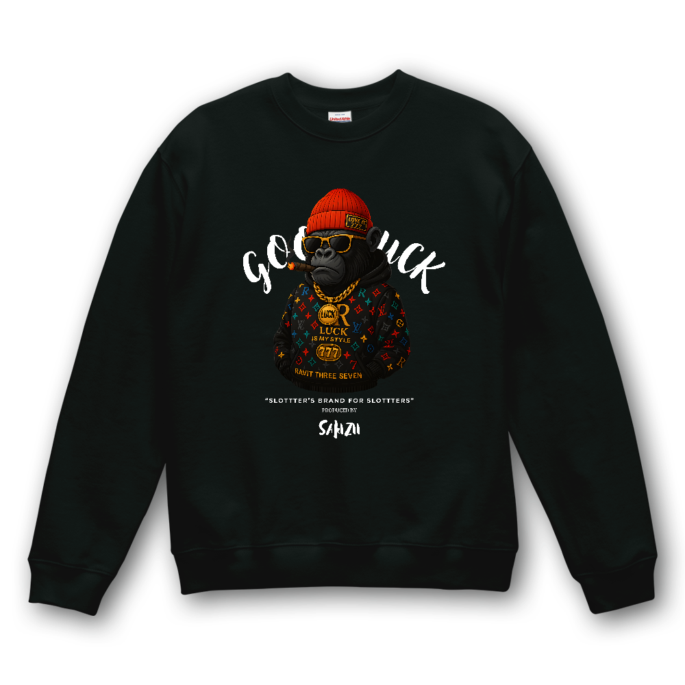 RAVIT THREE SEVEN "ゴージャスゴリラ Ⅰ" 8.8オンス オーセンティック パイル クルーネック スウェット