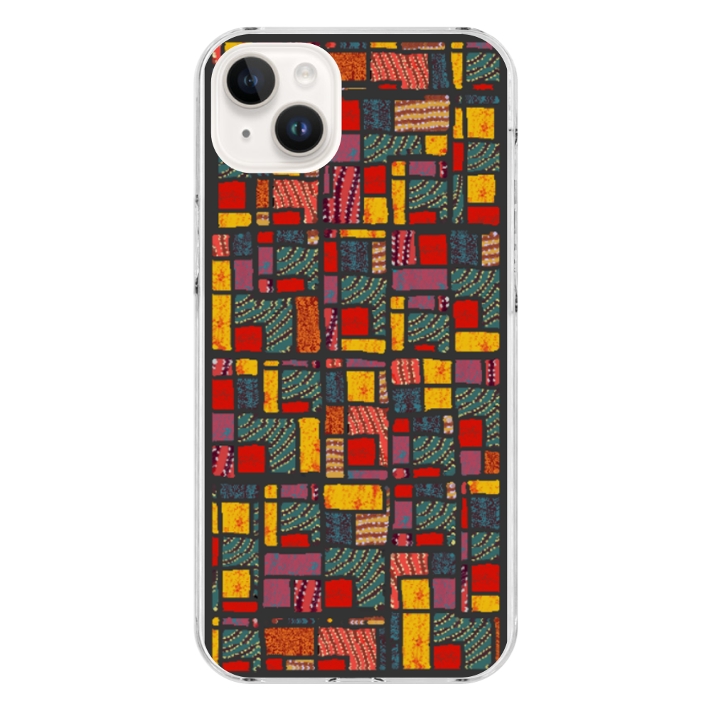 カラフルなパッチワーク模様のiPhoneケース(iPhone 14 Plus)