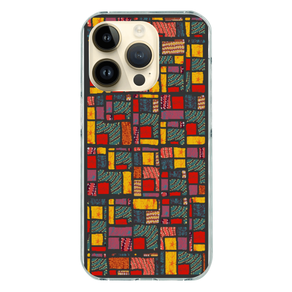 カラフルなパッチワーク模様のiPhoneケース(iPhone 14 Pro)