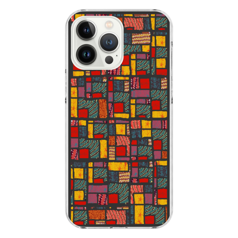 カラフルなパッチワーク模様のiPhoneケース(iPhone 14 Pro Max)