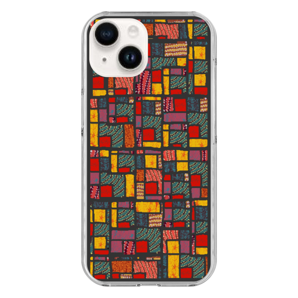 カラフルなパッチワーク模様のiPhoneケース(iPhone 15)