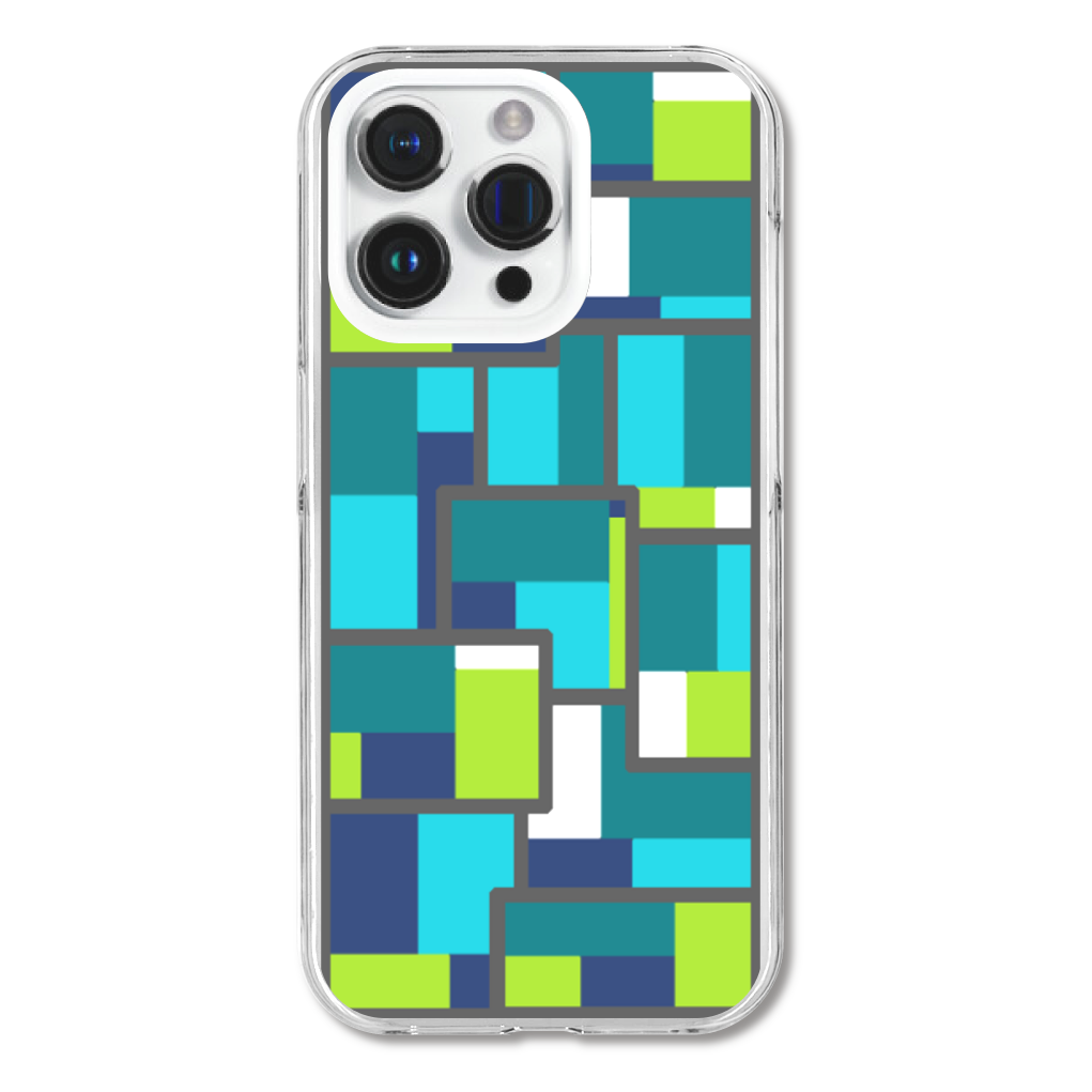 クールな色合いの幾何学模様のiPhoneケース(iPhone15 Pro)