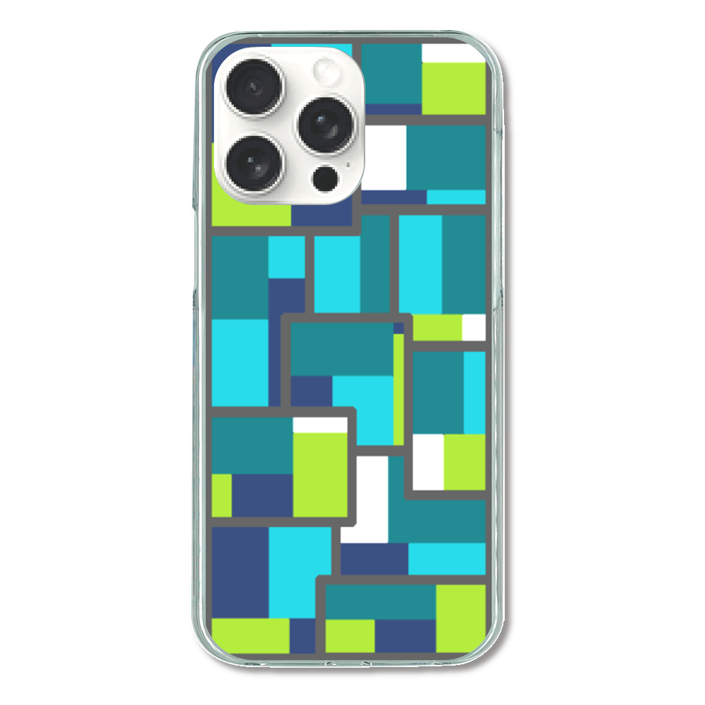 クールな色合いの幾何学模様のiPhoneケース(iPhone 15 Pro Max)