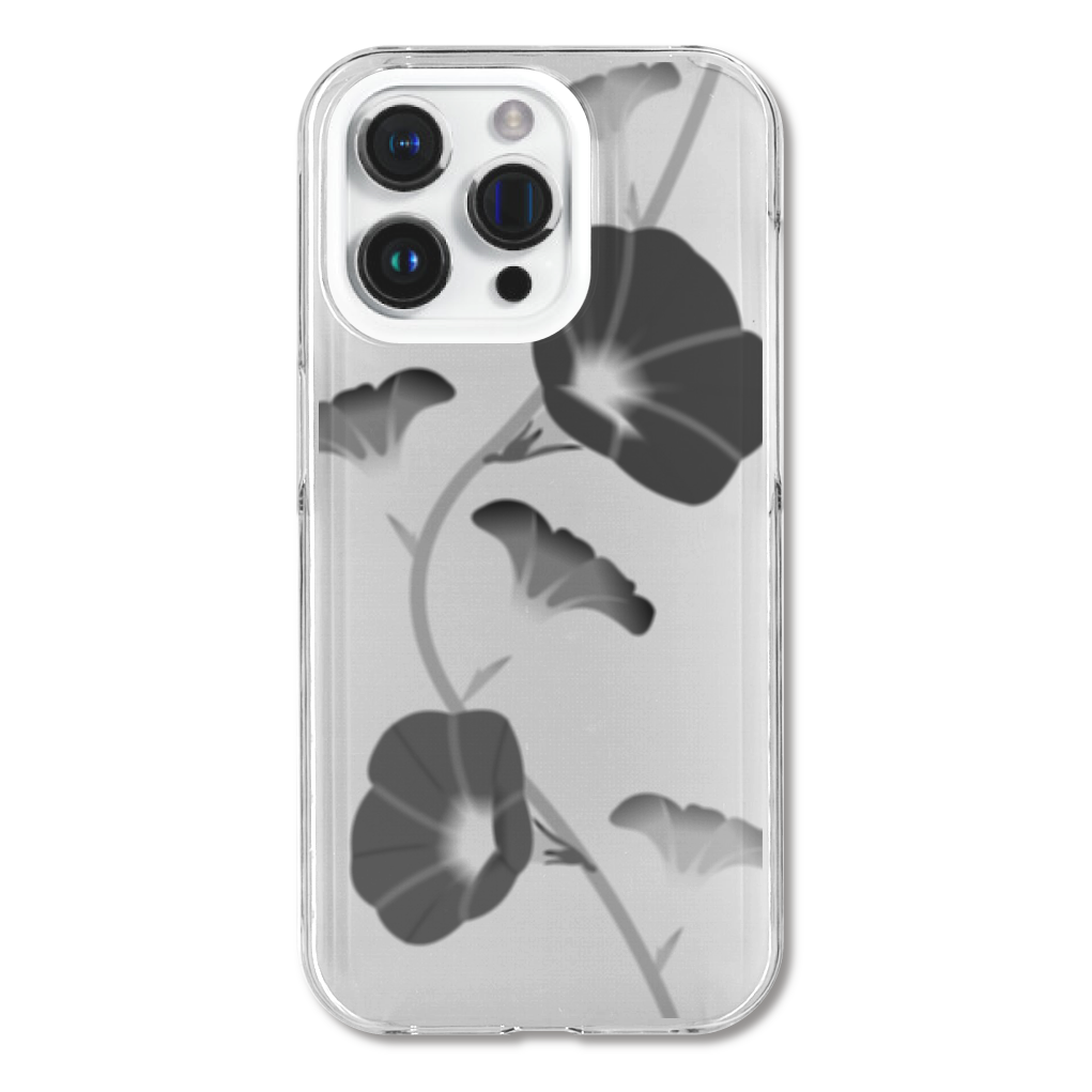 朝顔 黒透過  iPhone15 Pro (透明) (ハードケース)