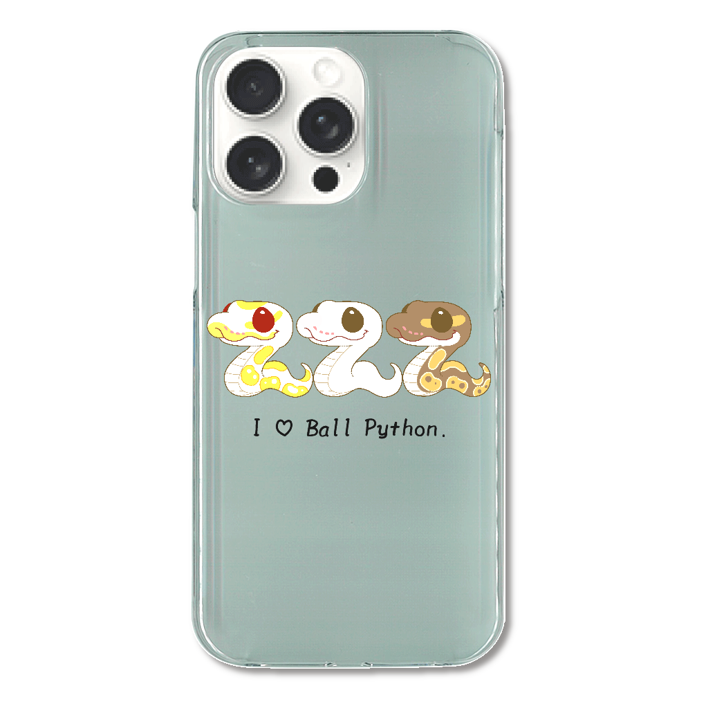 【るーくの家】iPhone15ProMax(透明)ケース(ボールパイソン②)