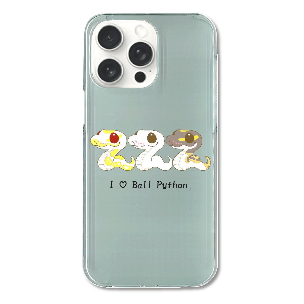 【るーくの家】iPhone15ProMax(透明)ケース(ボールパイソン①)