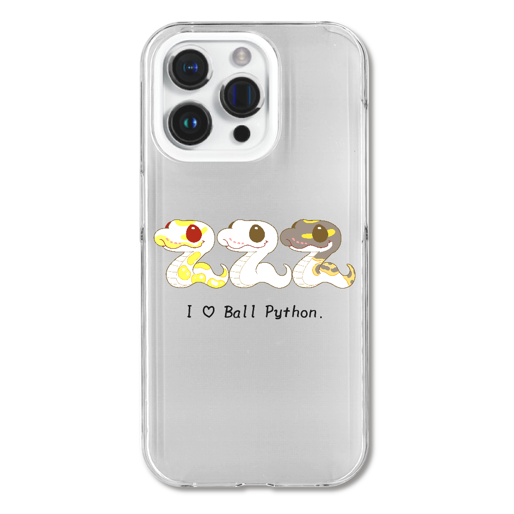 【るーくの家】iPhone15Pro（透明）ケース（ボールパイソン①）