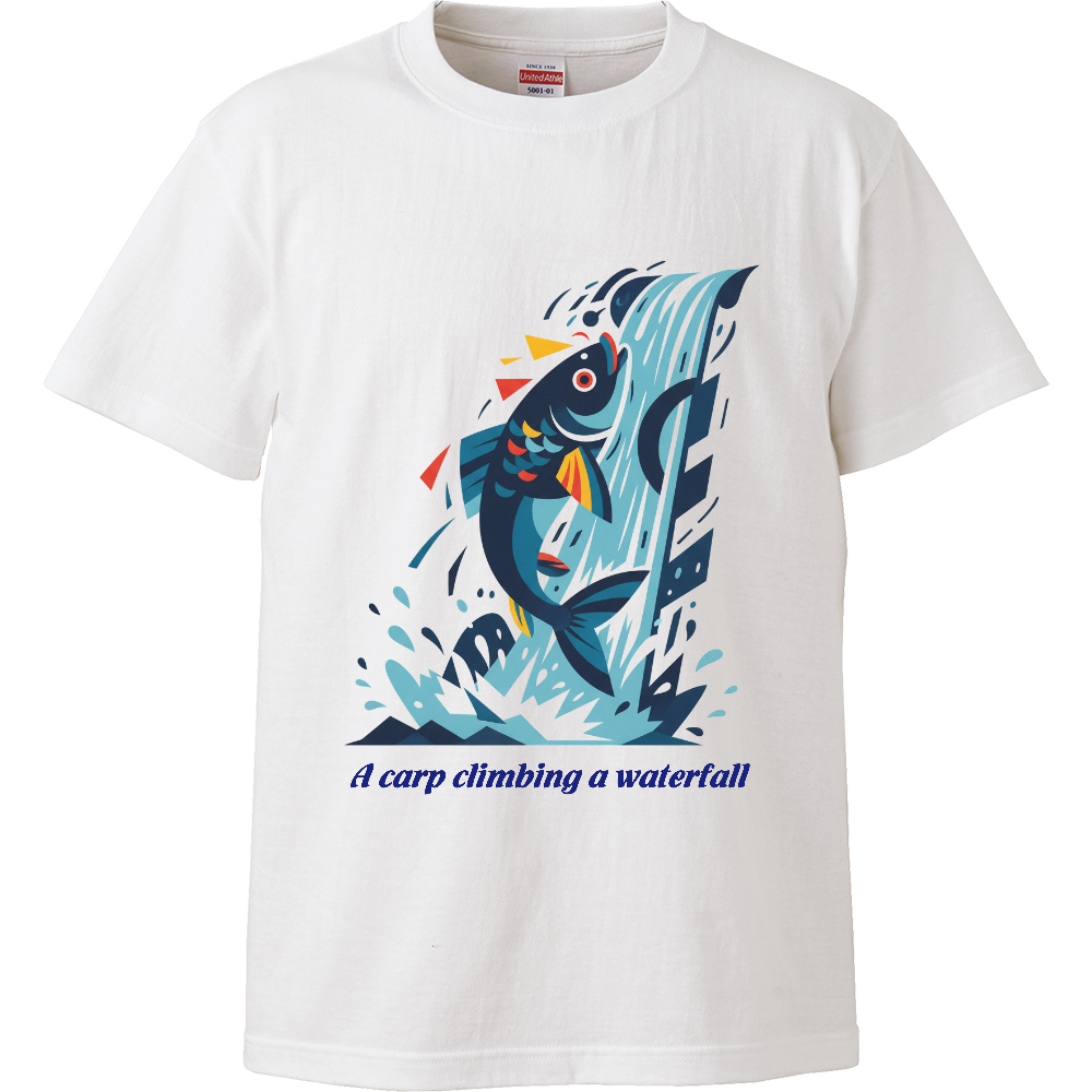 [Tシャツ] A carp climbing a waterfall