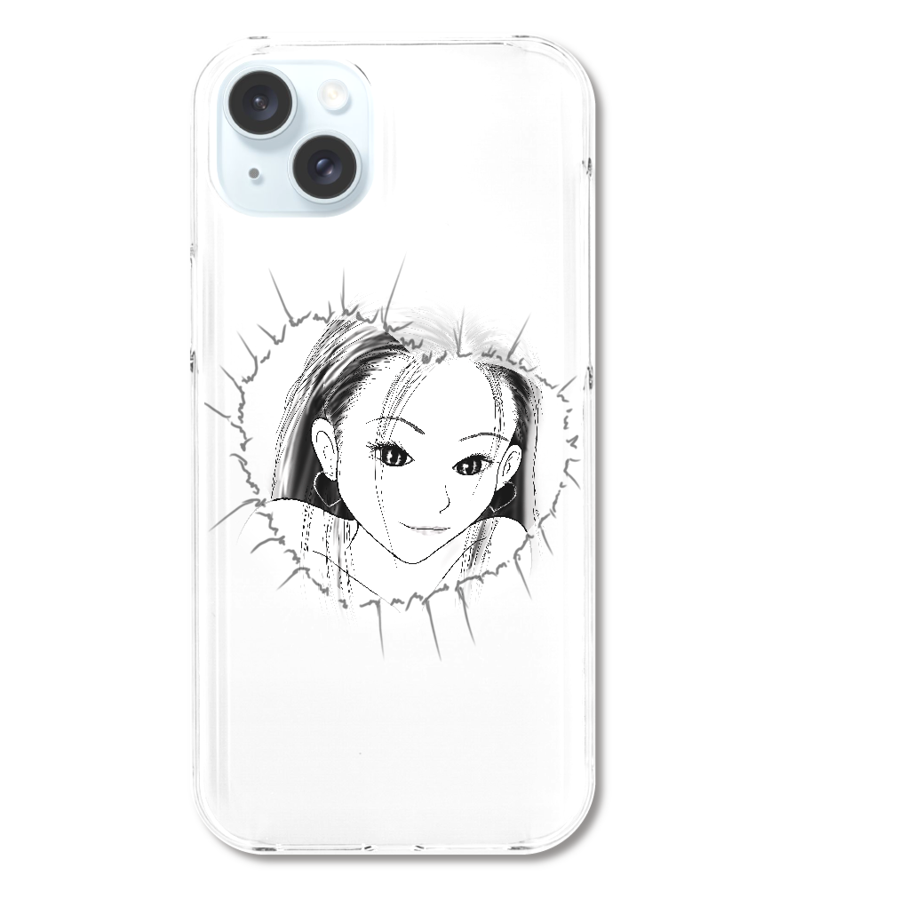 ずっきゅん モノトーン iPhone15 Plus (ハードケース) ケース