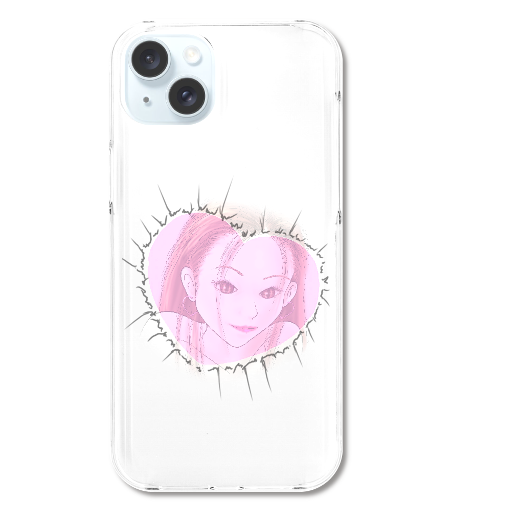 ずっきゅん iPhone15 Plus ハードケース 白