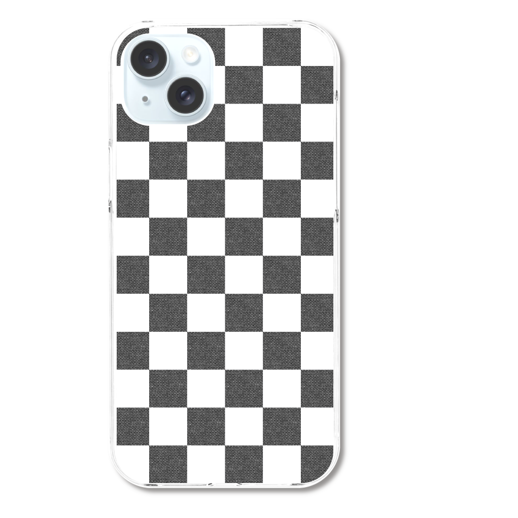 市松模様 白黒 iPhone15 Plus (ハードケース)