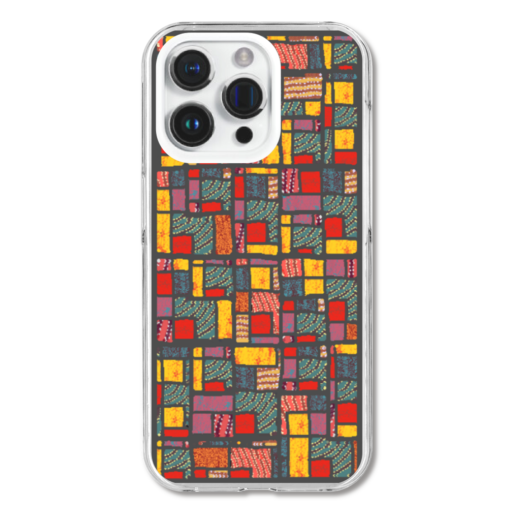 カラフルなパッチワーク模様のiPhoneケース(iPhone 15 Pro)