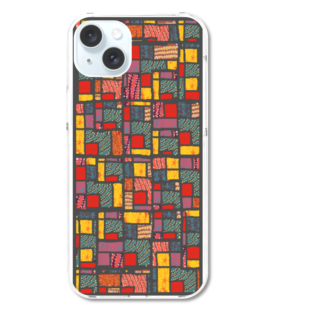 カラフルなパッチワーク模様のiPhoneケース(iPhone 15 Plus)