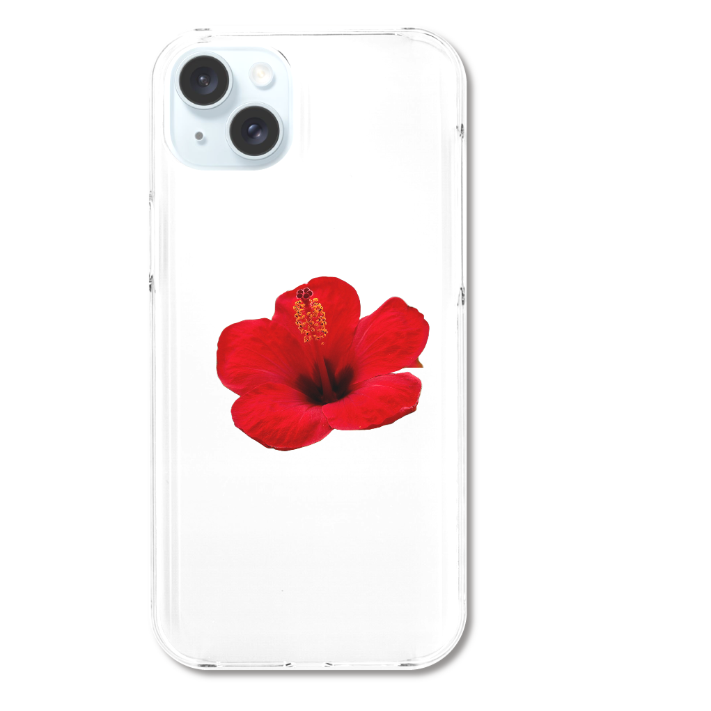 iPhone15 Plus (ハードケース) ハイビスカス