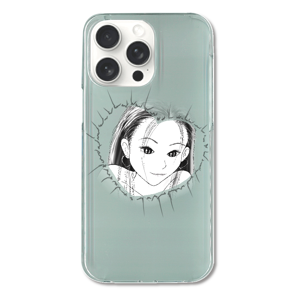 ずっきゅん モノトーン iPhone15 Pro Max (透明) (ハードケース) ケース