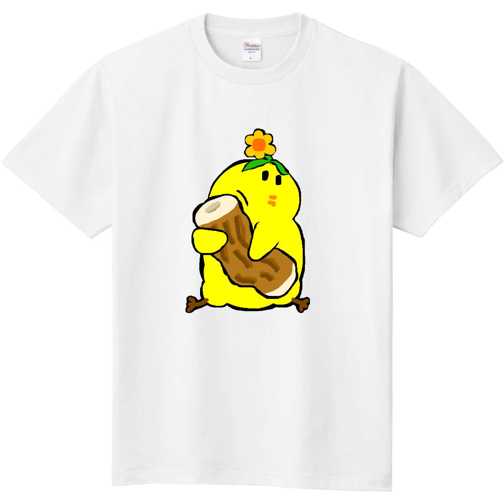 ちくわを無理やり持たされているリノさん