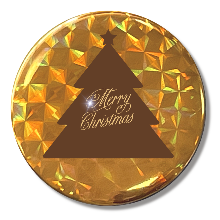 ツリーホログラム缶バッジ (Φ44mm)ゴールド