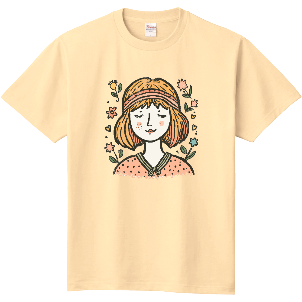 バンダナを巻いた女性のＴシャツ