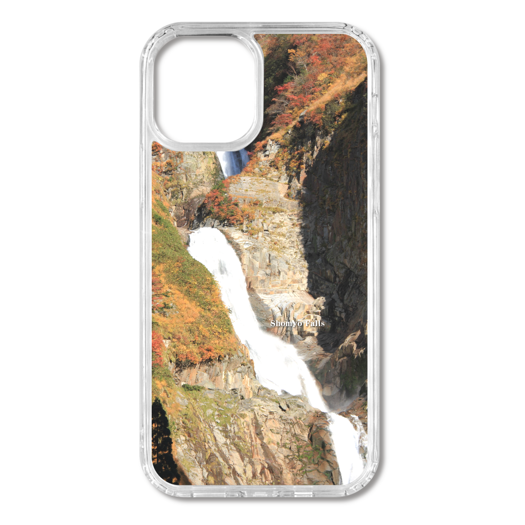 TheJAPAN38 日本一の落差の称名滝の上方部分の紅葉 sq-ip-emd-0039 iPhone12/12Pro MagSafe対応 耐衝撃クリアケース