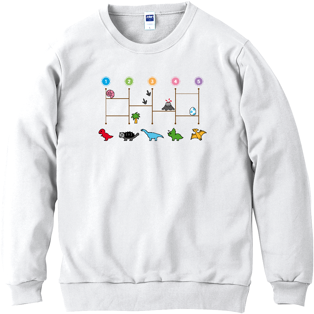 【恐竜あみだくじ】軽量スウェット｜ティラノサウルス・アンキロサウルス・アルゼンチノサウルス・トリケラトプス・プテラノドン