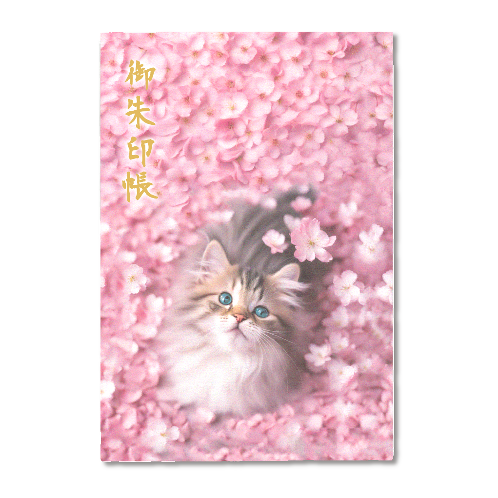猫と桜♡御朱印帳(片面印刷)
