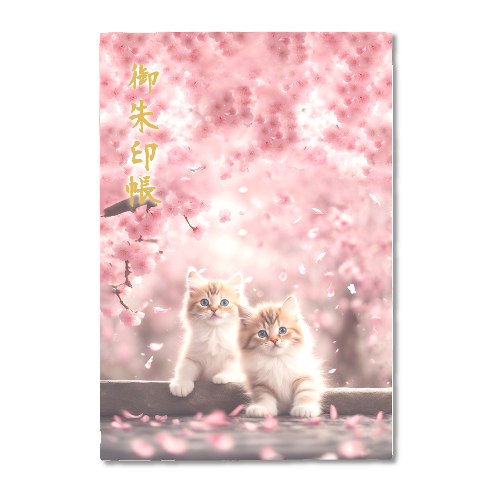 子猫たちと桜♡御朱印帳(片面印刷)