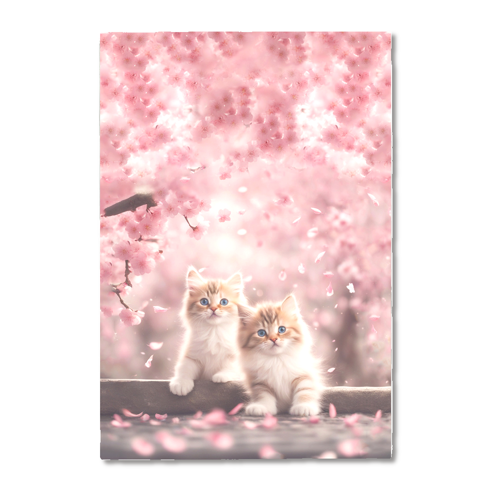 子猫たちと桜♡御朱印帳(両面印刷)
