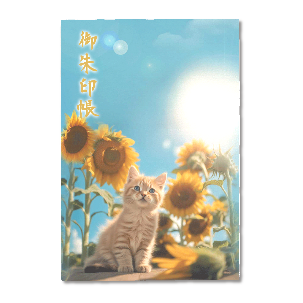 猫とひまわり♡御朱印帳(片面印刷)