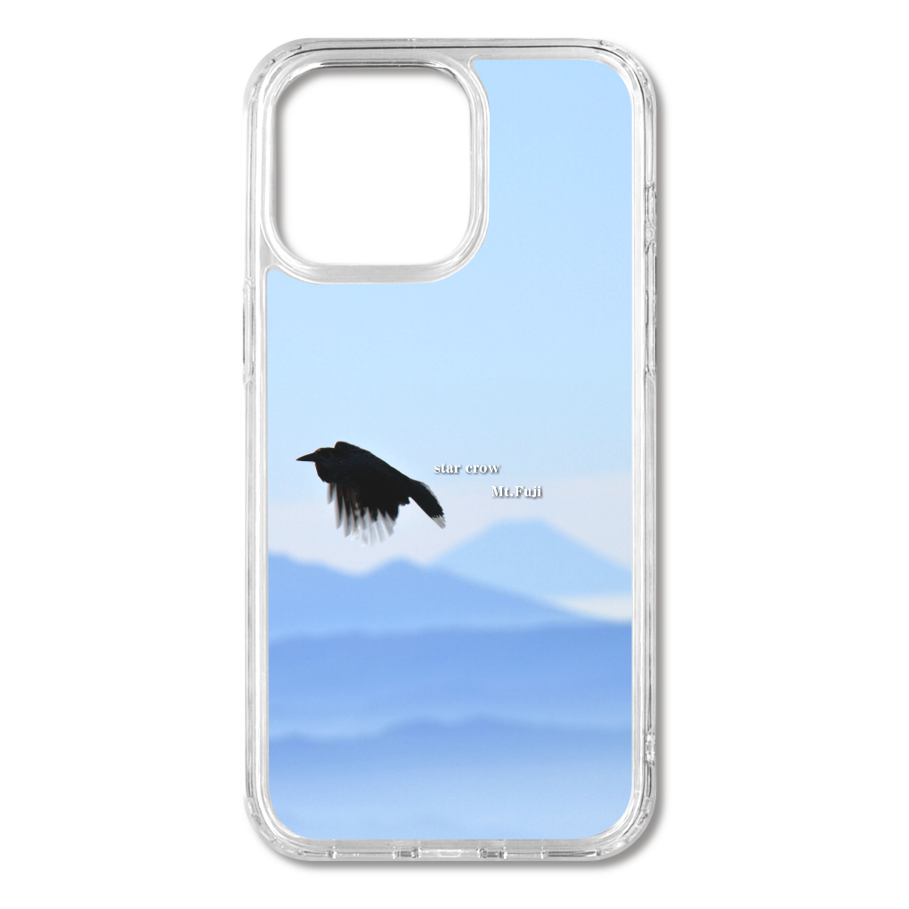 TheJAPAN42 ホシガラスと富士山 sq-ip-emd-0043 iPhone15ProMax MagSafe対応 耐衝撃クリアケース