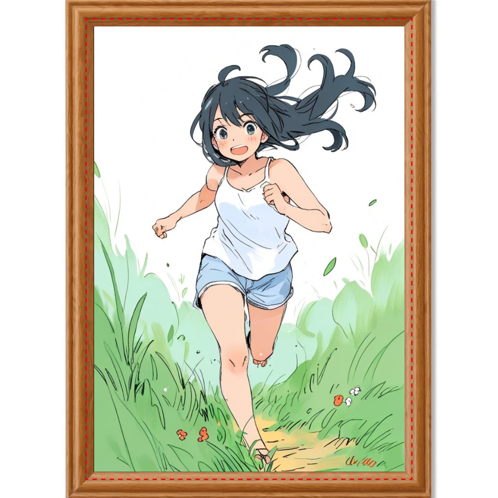 走る少女のアートパネル