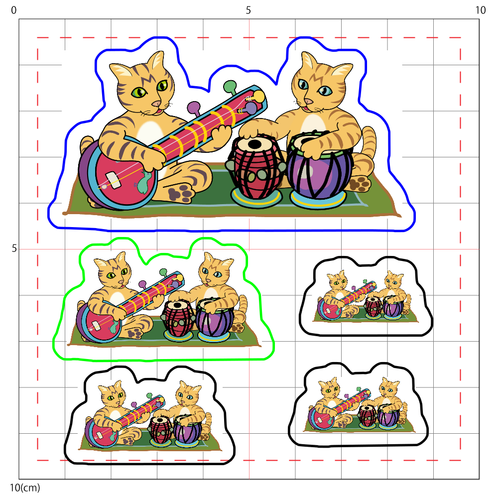 かわいい猫のインド音楽シール