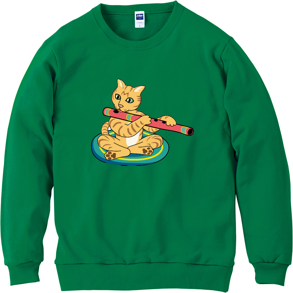 猫のバンスリ演奏の軽量スウェット