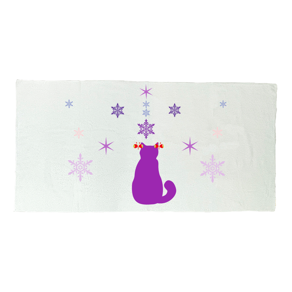 パープルいちご蝶々ネコ　バスタオル