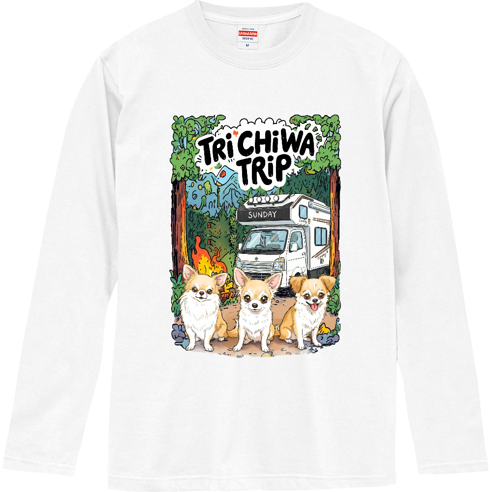 とりちわ長袖Tシャツ