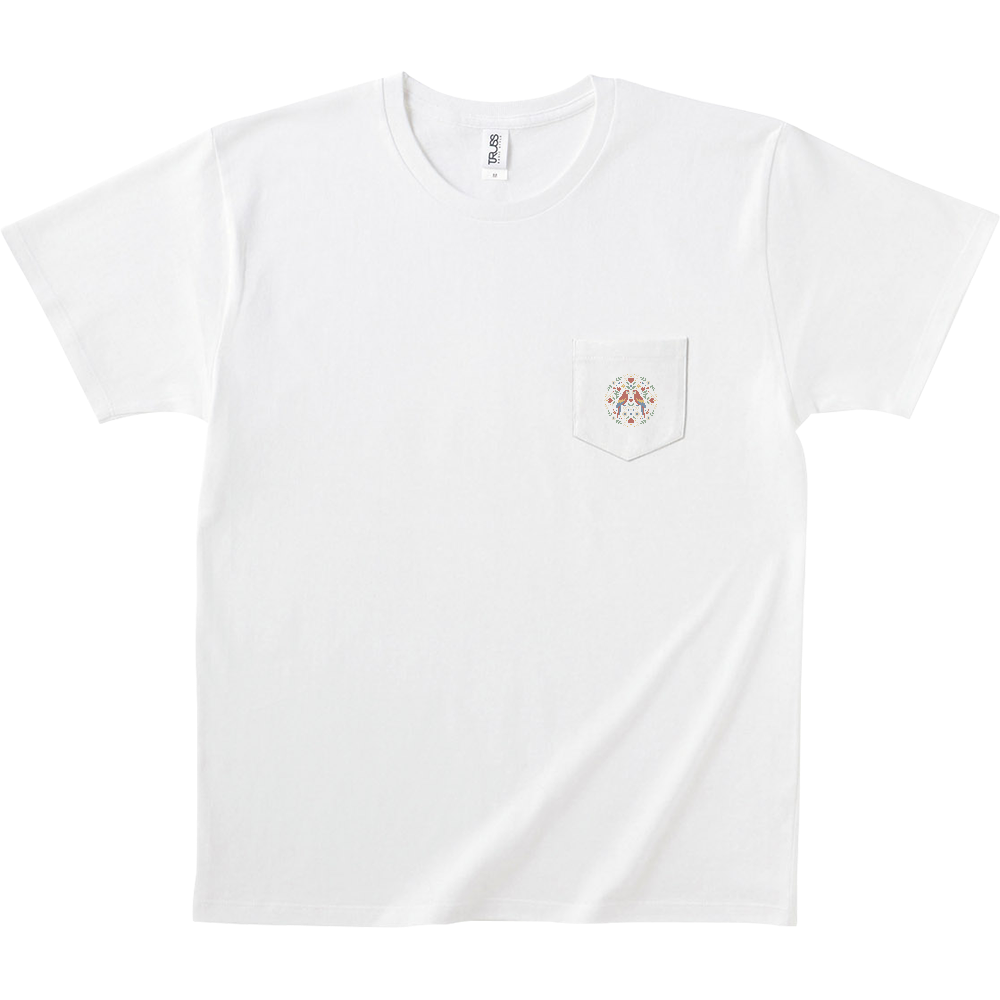 ベニコンゴウインコと花のモチーフ|フォークアート風デザイン