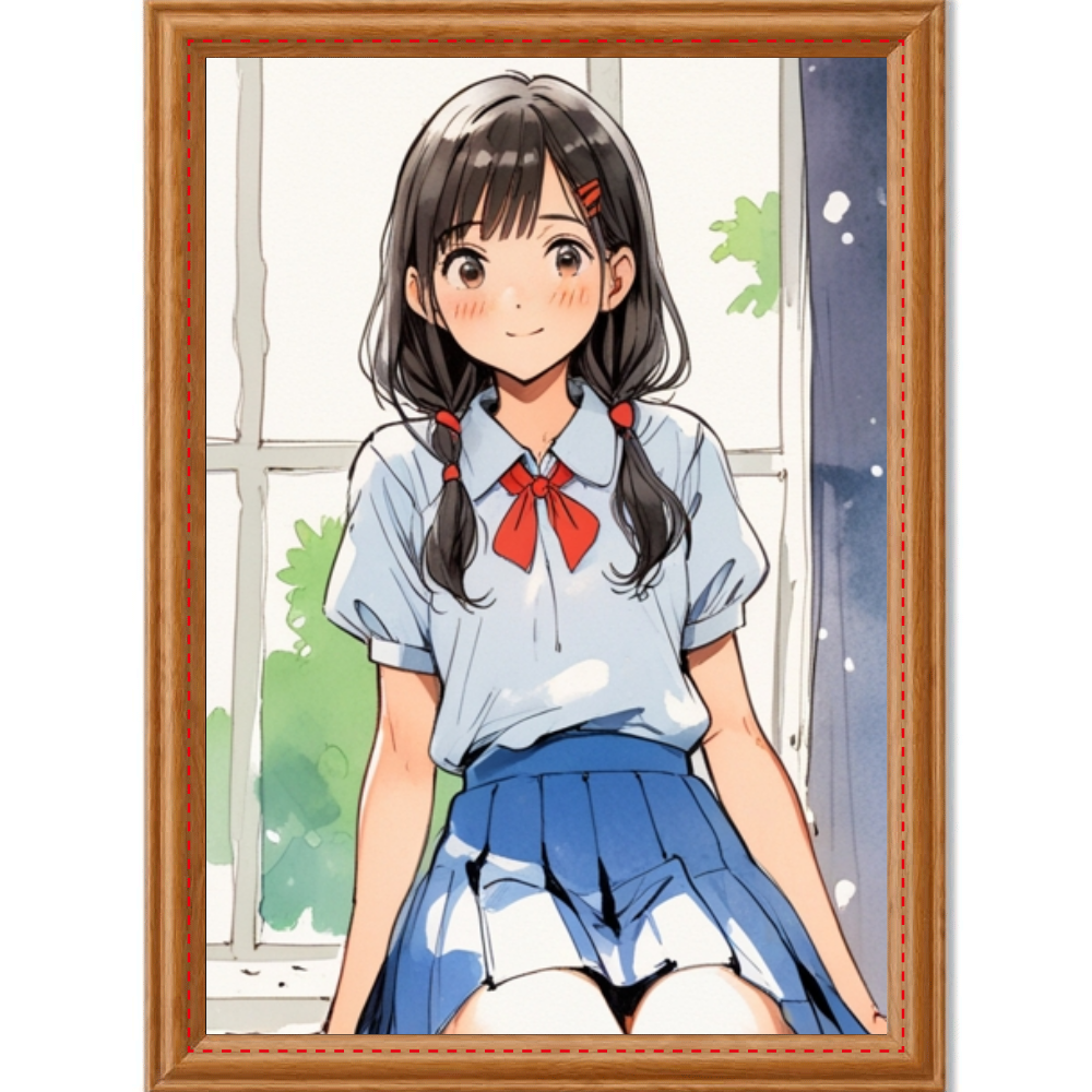 水彩画美少女のアートパネル