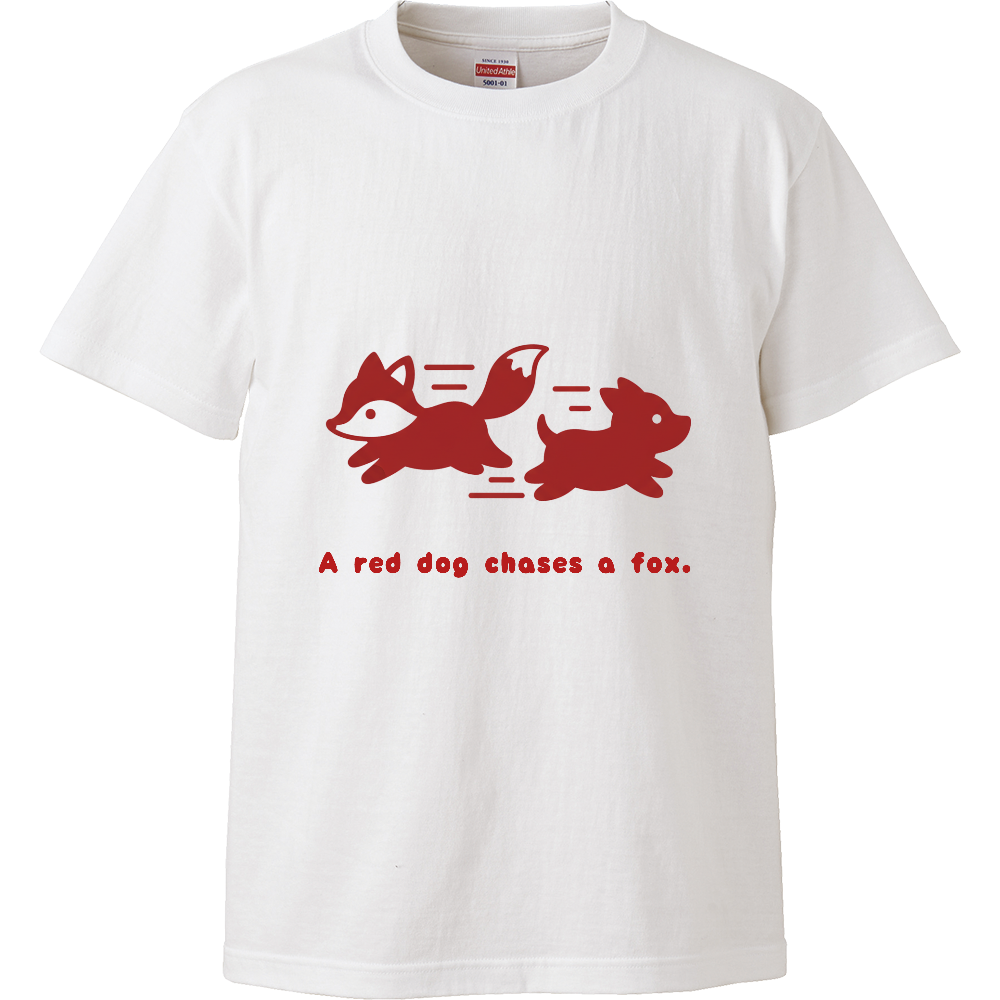 [Tシャツ] A red dog chases a fox.