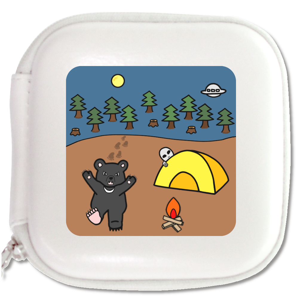 クマと宇宙人（キャンプ）　レザースタイルマルチケース（S）