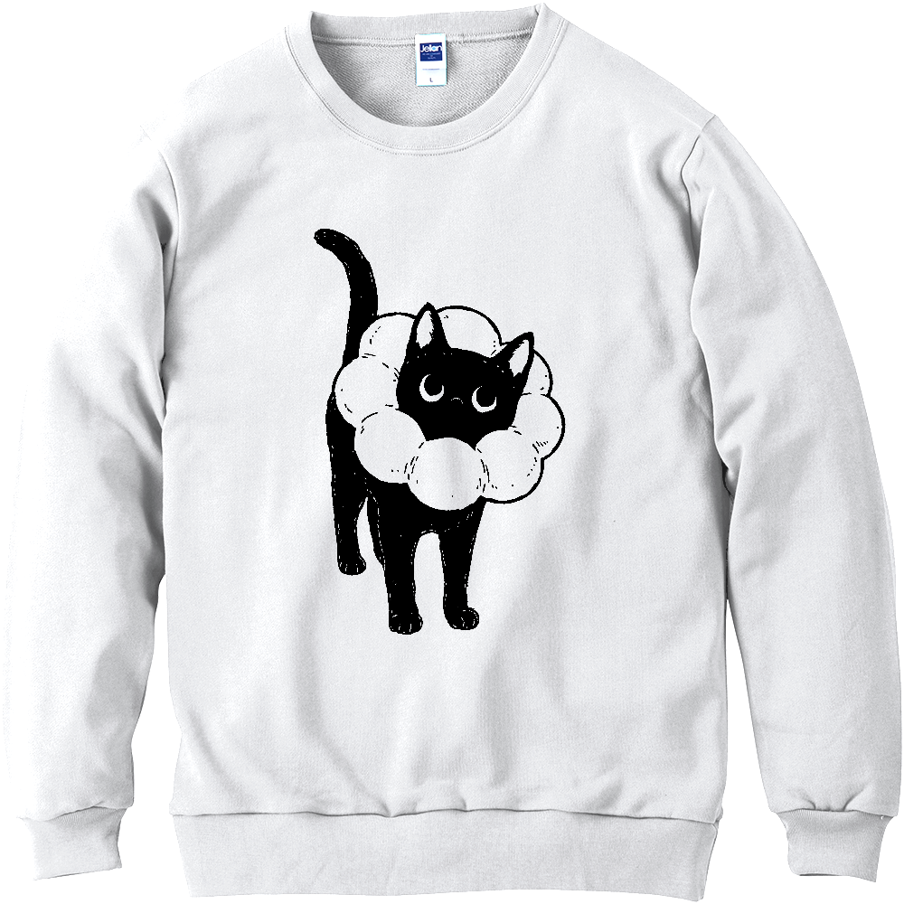 ふわふわエリザベスカラーの黒猫くん