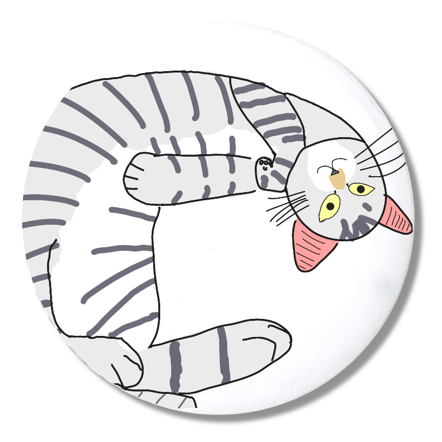 135円寄付：保護猫救出大作戦缶バッチ（イラスト２）